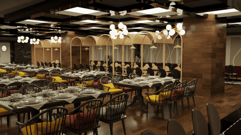 Contemporary-luxury-restaurant-interior-design-with-maze-elements-in-Dubais-dining-space-824x462