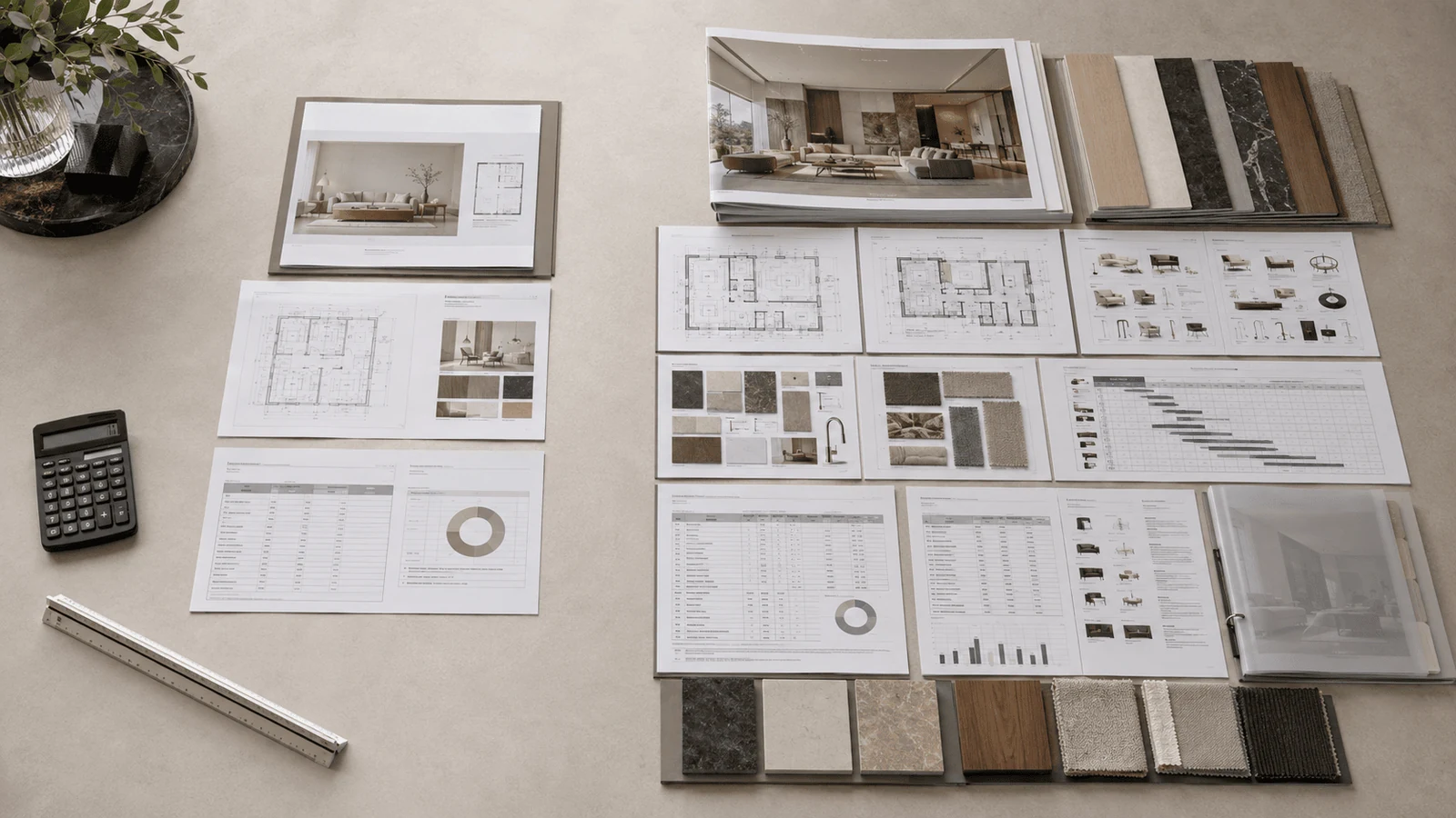 comparing two interior design agency proposals side by side before deciding