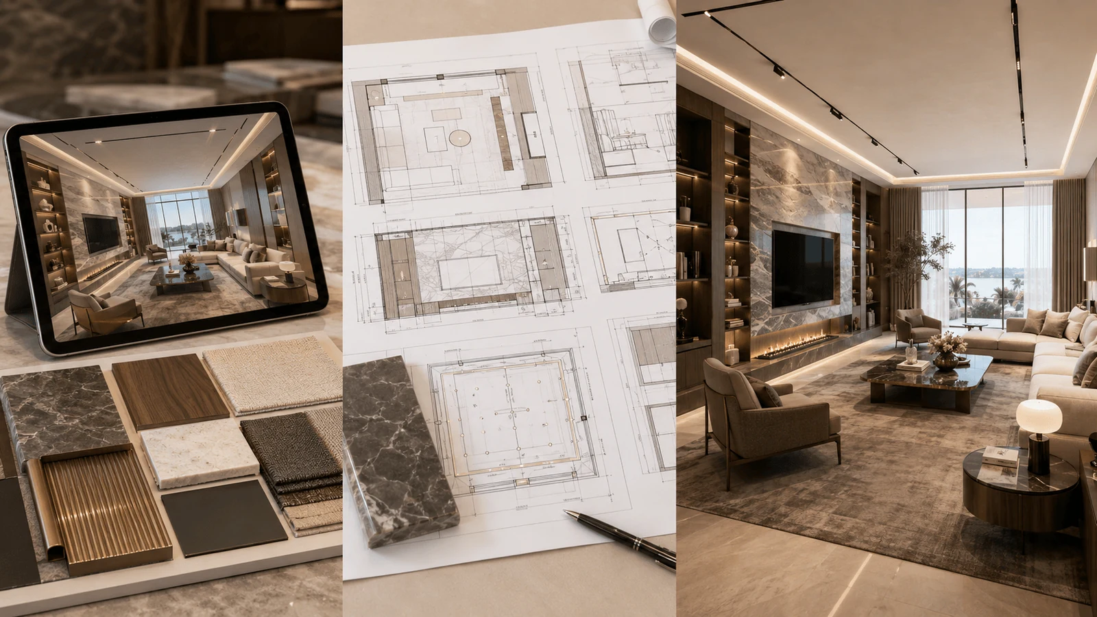 reviewing an interior design agency portfolio project from concept to finished room