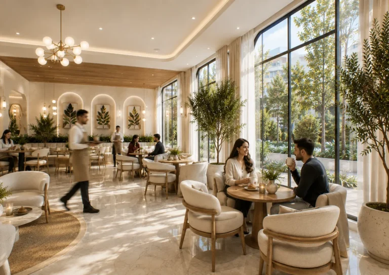 Corporate reception interior design in Dubai day view