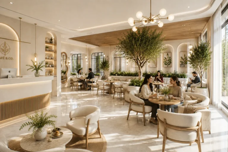 Corporate reception lounge seating interior design Dubai