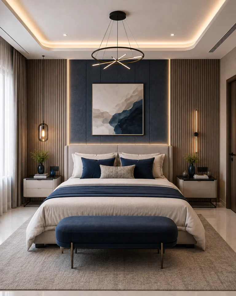Master bedroom interior design for a family residence in Dubai