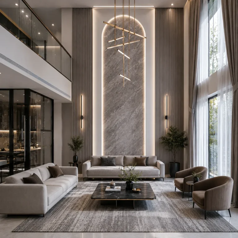 Family residence living room interior design in Dubai