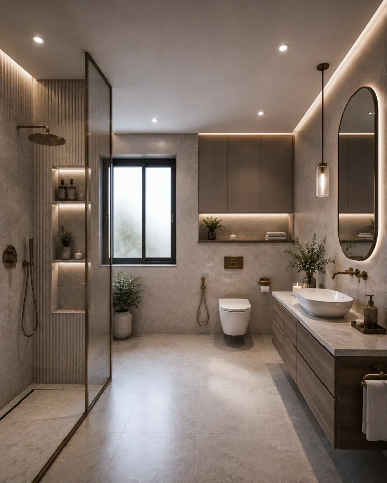 Washroom interior design for a family residence in Dubai
