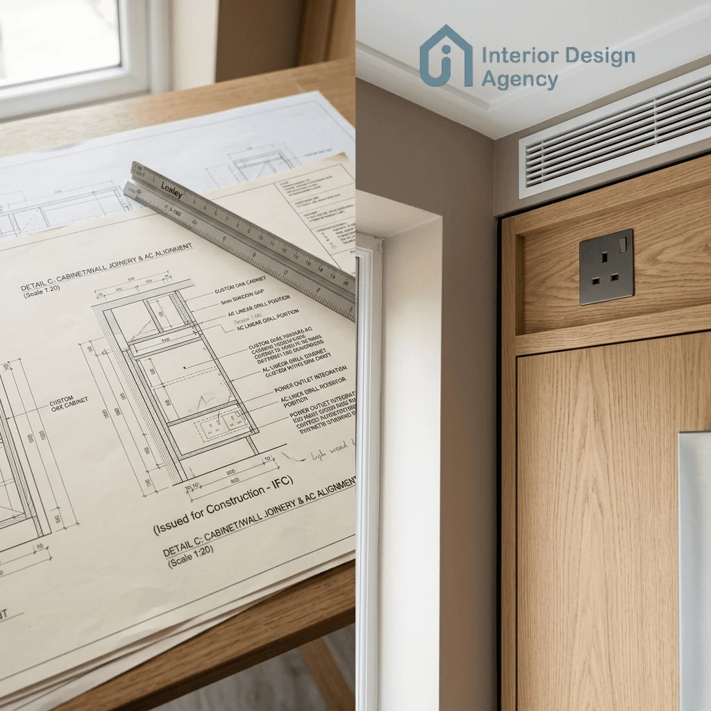 technical drawings that show the qualities of an interior design agency