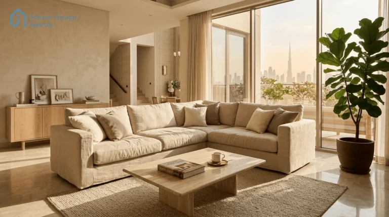 qualities of an interior design agency shown in a bright dubai living room